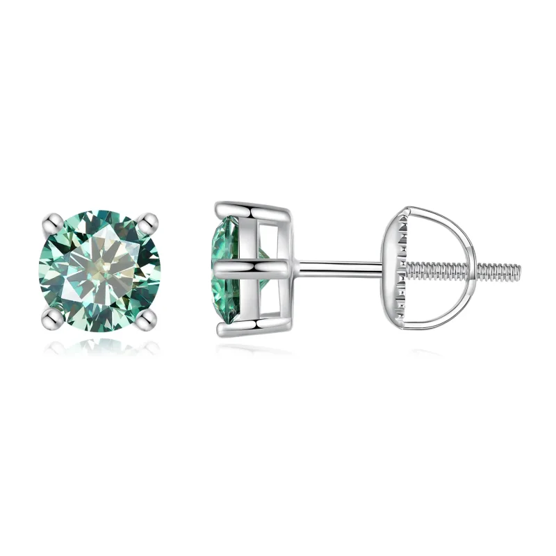 (kép) Pandora stílusú 0,5 karátos négyszögletes foglalatú moissanite fülbevalók - MSE003-CFS