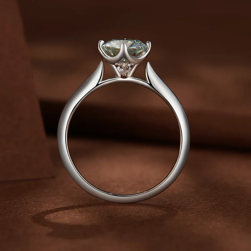 (kép) Pandora stílusú 1 karátos Moissanite eljegyzési gyűrű - MSR033 - Megtekintés 4