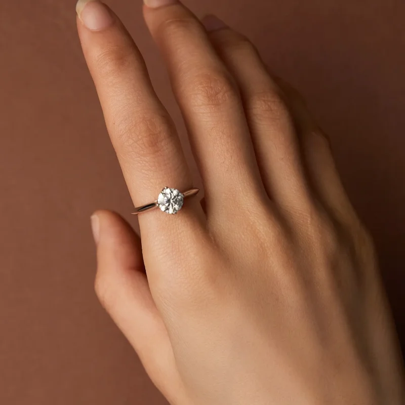 (kép) Pandora stílusú 1 karátos Moissanite eljegyzési gyűrű - MSR033 - Megtekintés 6