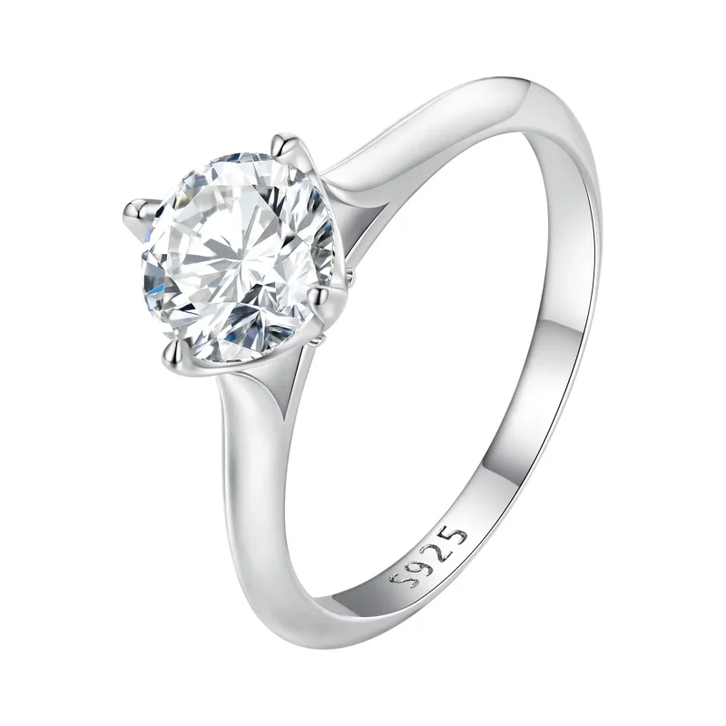 (kép) Pandora stílusú 1 karátos Moissanite eljegyzési gyűrű - MSR033