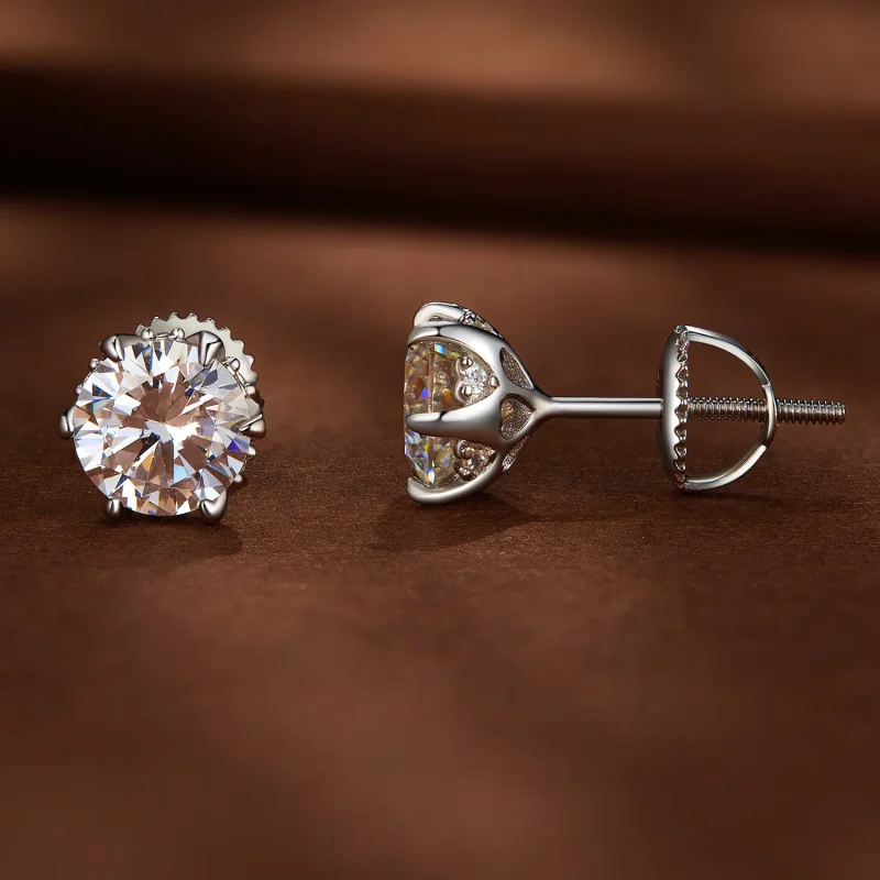 (kép) Pandora stílusú 1 karátos Moissanite fülbevaló - MSE020-L - Megtekintés 2