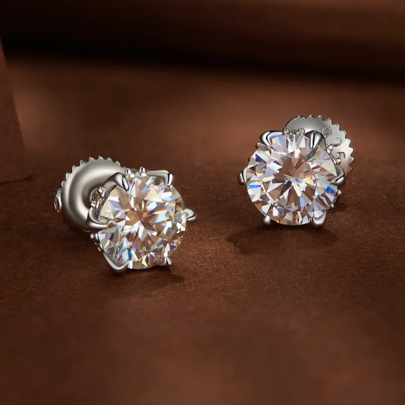 (kép) Pandora stílusú 1 karátos Moissanite fülbevaló - MSE020-L - Megtekintés 3