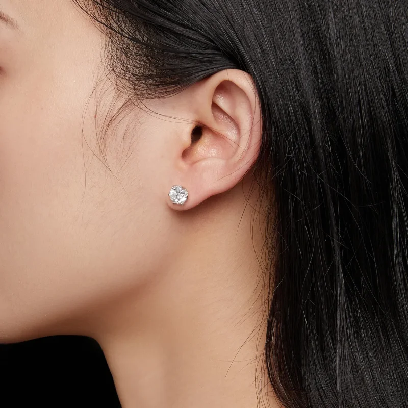 (kép) Pandora stílusú 1 karátos Moissanite fülbevaló - MSE020-L - Megtekintés 5
