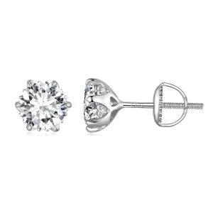 Pandora stílusú 1 karátos Moissanite fülbevaló - MSE020-L (kép) Pandora stílusú 1 karátos Moissanite fülbevaló - MSE020-L