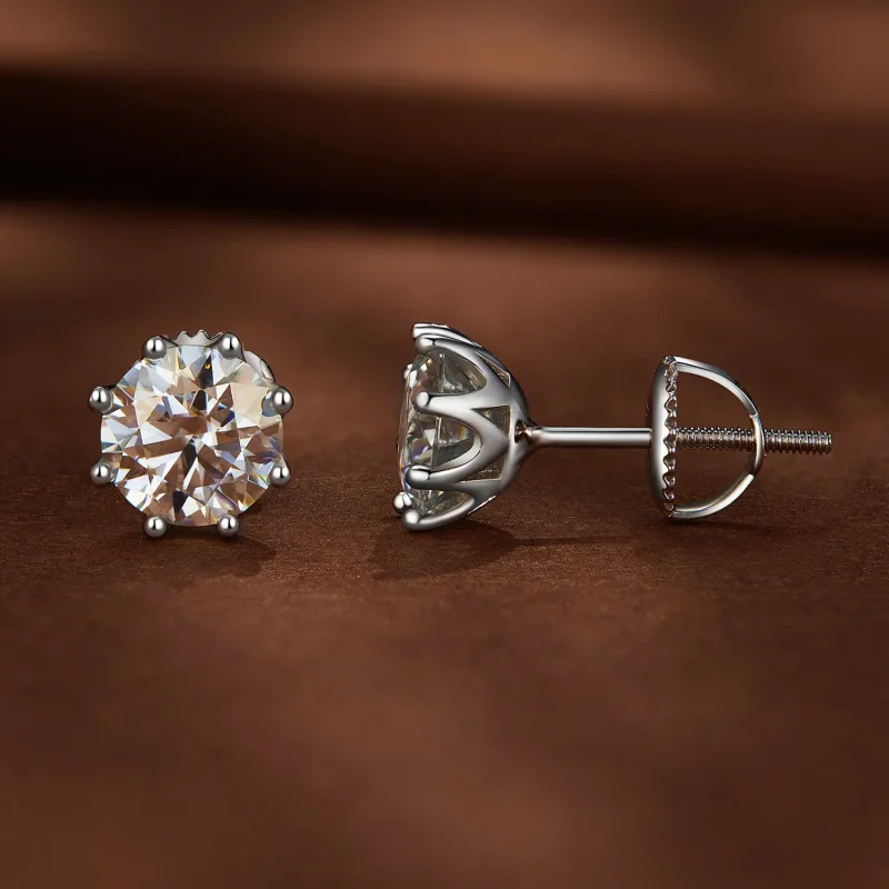 (kép) Pandora stílusú 1 karátos Moissanite fülbevalók - MSE019-L - Megtekintés 2