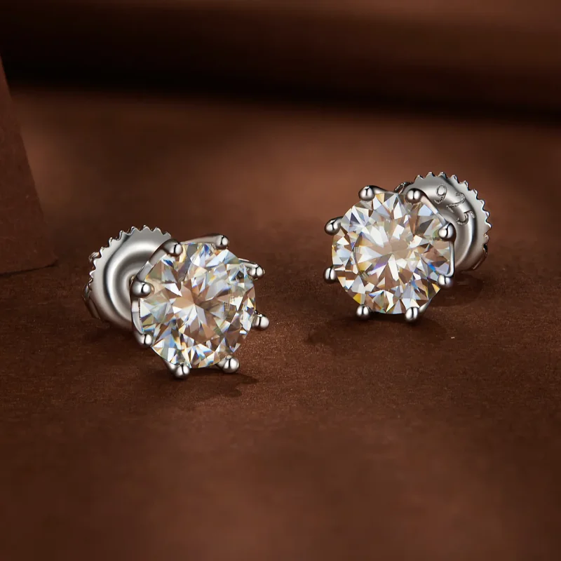 (kép) Pandora stílusú 1 karátos Moissanite fülbevalók - MSE019-L - Megtekintés 3