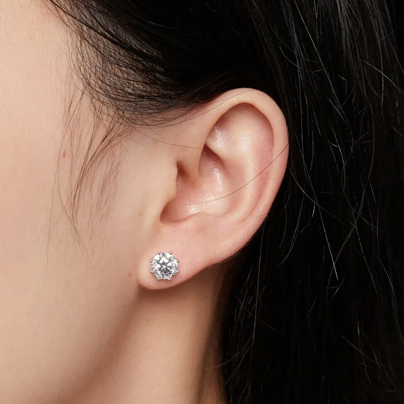 (kép) Pandora stílusú 1 karátos Moissanite fülbevalók - MSE019-L - Megtekintés 4