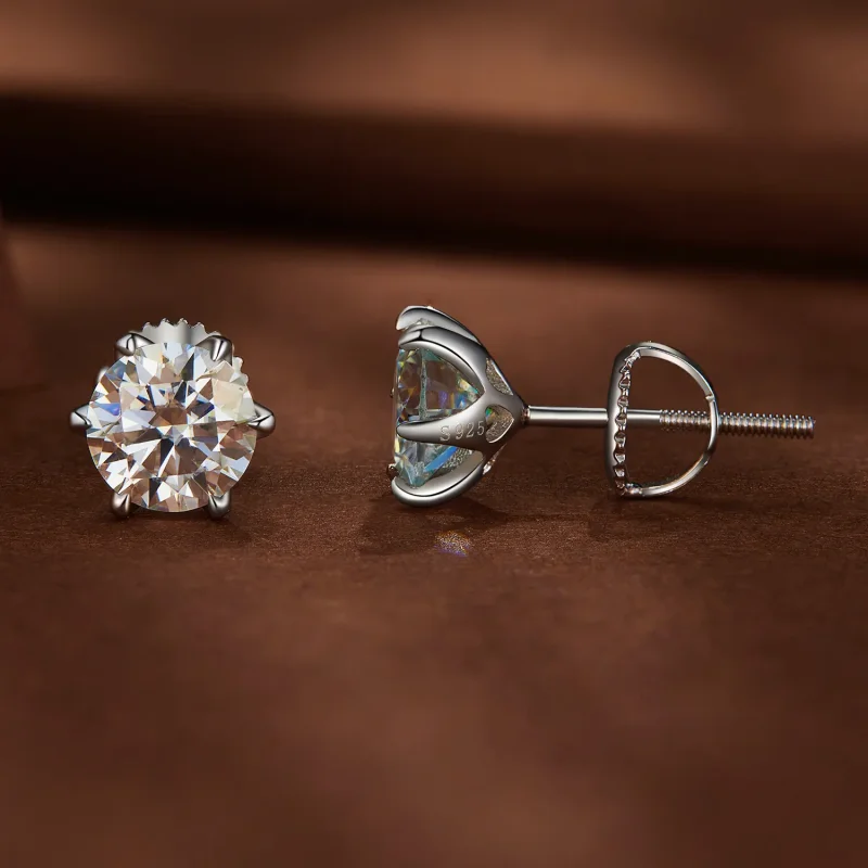(kép) Pandora Stílusú 1 karátos Moissanite gyöngyfülbevalók - MSE021-S - Megtekintés 2