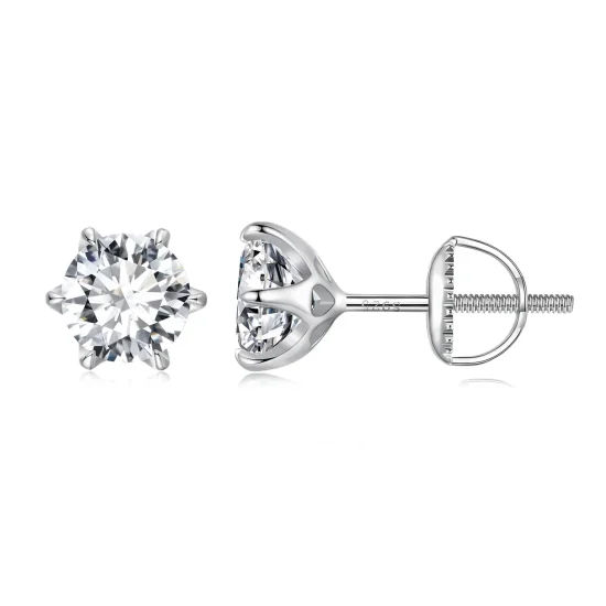 (kép) Pandora Stílusú 1 karátos Moissanite gyöngyfülbevalók - MSE021-S