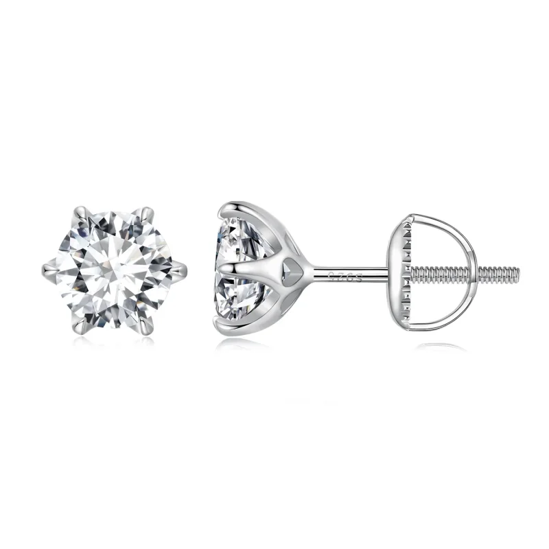 (kép) Pandora Stílusú 1 karátos Moissanite gyöngyfülbevalók - MSE021-S