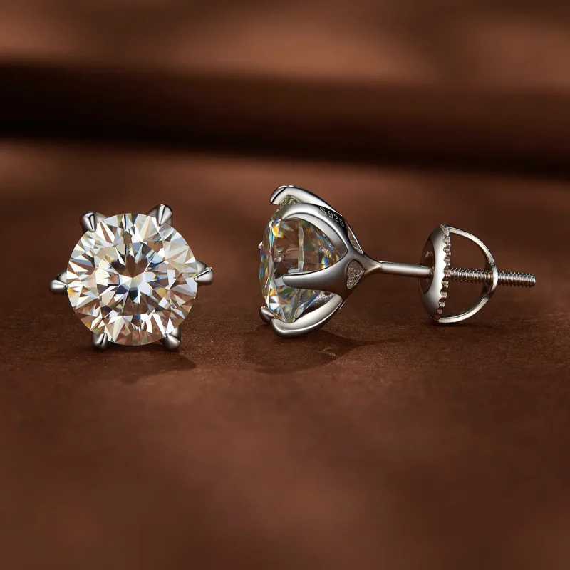 (kép) Pandora stílusú 2 karátos Moissanite gyöngyfülbevalók - MSE021-L - Megtekintés 2