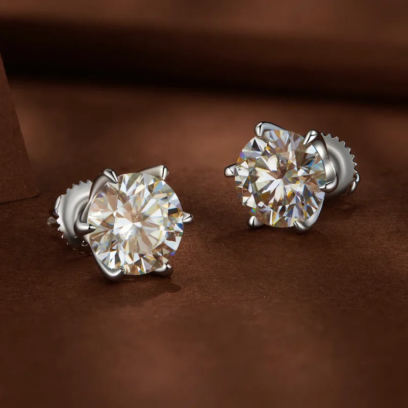 (kép) Pandora stílusú 2 karátos Moissanite gyöngyfülbevalók - MSE021-L - Megtekintés 3