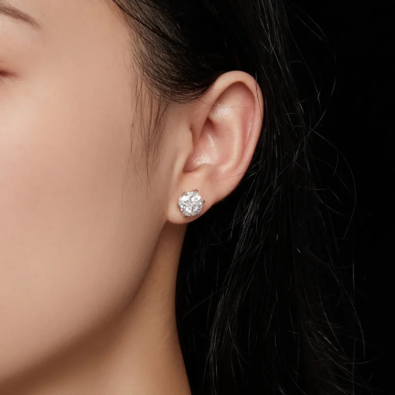 (kép) Pandora stílusú 2 karátos Moissanite gyöngyfülbevalók - MSE021-L - Megtekintés 7