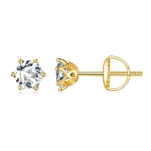 Pandora stílusú aranyozott 0,5 karátos hatkaromos moissanite fülbevaló - MSE004-BS (kép) Pandora stílusú aranyozott 0,5 karátos hatkaromos moissanite fülbevaló - MSE004-BS
