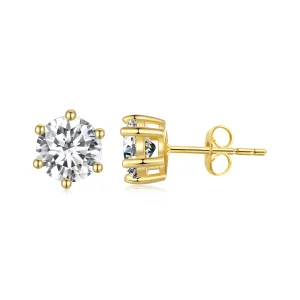 Pandora stílusú aranyozott csillogó cirkónia fülbevalók - BSE615-6B (kép) Pandora stílusú aranyozott csillogó cirkónia fülbevalók - BSE615-6B
