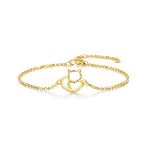 Pandora stílusú aranyozott cuki macskás karkötő - SCB102-B (kép) Pandora stílusú aranyozott cuki macskás karkötő - SCB102-B