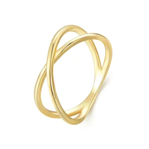 Pandora stílusú aranyozott keresztülhajló gyűrű - SCR543-B (kép) Pandora stílusú aranyozott keresztülhajló gyűrű - SCR543-B