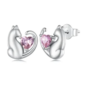 Pandora stílusú Cica fülbevalók - SCE1591-A (kép) Pandora stílusú Cica fülbevalók - SCE1591-A