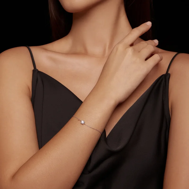 (kép) Pandora stílusú csillogó moissanite karkötő - MSB001 - Megtekintés 6