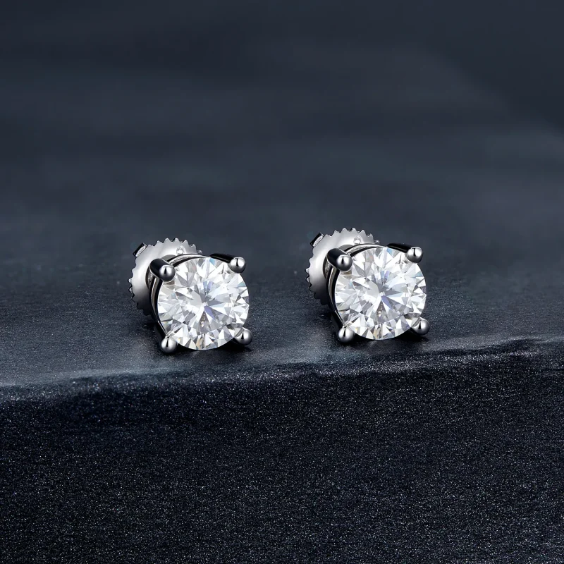 (kép) Pandora stílusú egy karátos négykarmos Moissanite fülbevalók - MSE003-L - Megtekintés 2