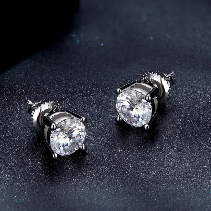 (kép) Pandora stílusú egy karátos négykarmos Moissanite fülbevalók - MSE003-L - Megtekintés 4