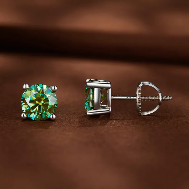 (kép) Pandora stílusú egy karátos négykarom moissanite fülbevaló - MSE003-CFL - Megtekintés 2