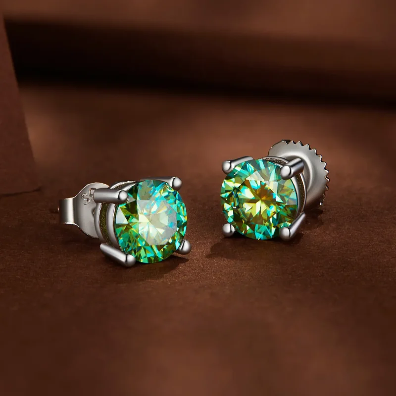 (kép) Pandora stílusú egy karátos négykarom moissanite fülbevaló - MSE003-CFL - Megtekintés 3