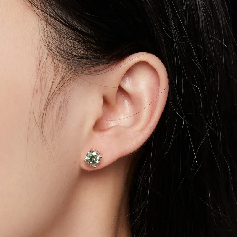 (kép) Pandora stílusú egy karátos négykarom moissanite fülbevaló - MSE003-CFL - Megtekintés 4