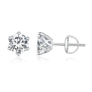 Pandora stílusú egy karátos négykaromos moissanite fülbevaló - MSE004-XL (kép) Pandora stílusú egy karátos négykaromos moissanite fülbevaló - MSE004-XL