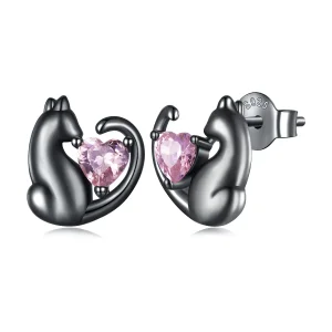 Pandora stílusú Fekete Macska Fülbevaló - SCE1591-D (kép) Pandora stílusú Fekete Macska Fülbevaló - SCE1591-D