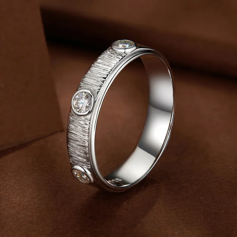 (kép) Pandora stílusú finom Moissanite csatornagyűrű férfiaknak - MSR032 - Megtekintés 2