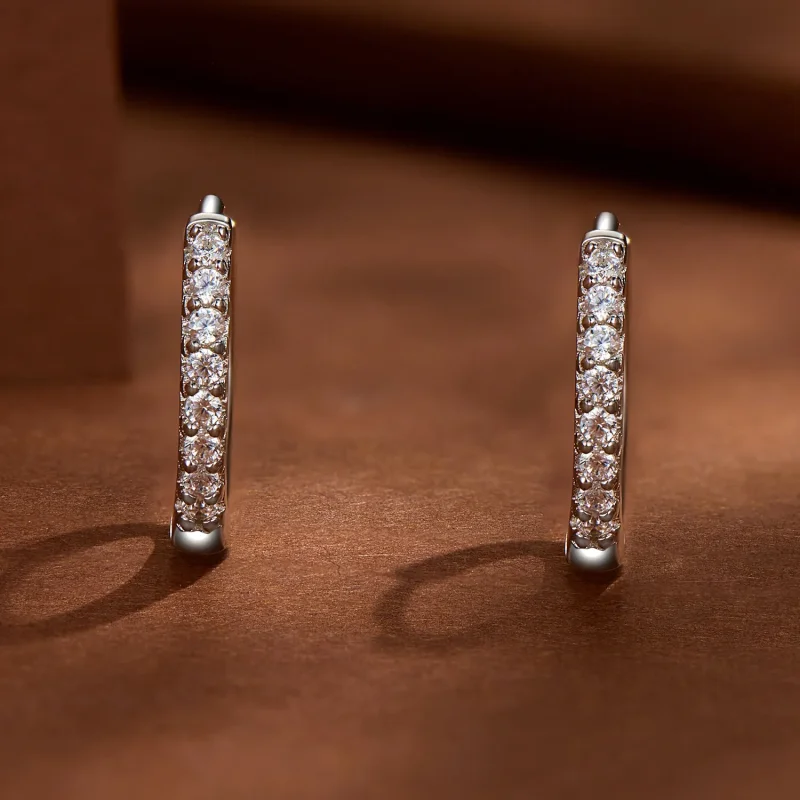 (kép) Pandora stílusú, finom moissanite fülbevaló gyűrűk - MSE022 - Megtekintés 2