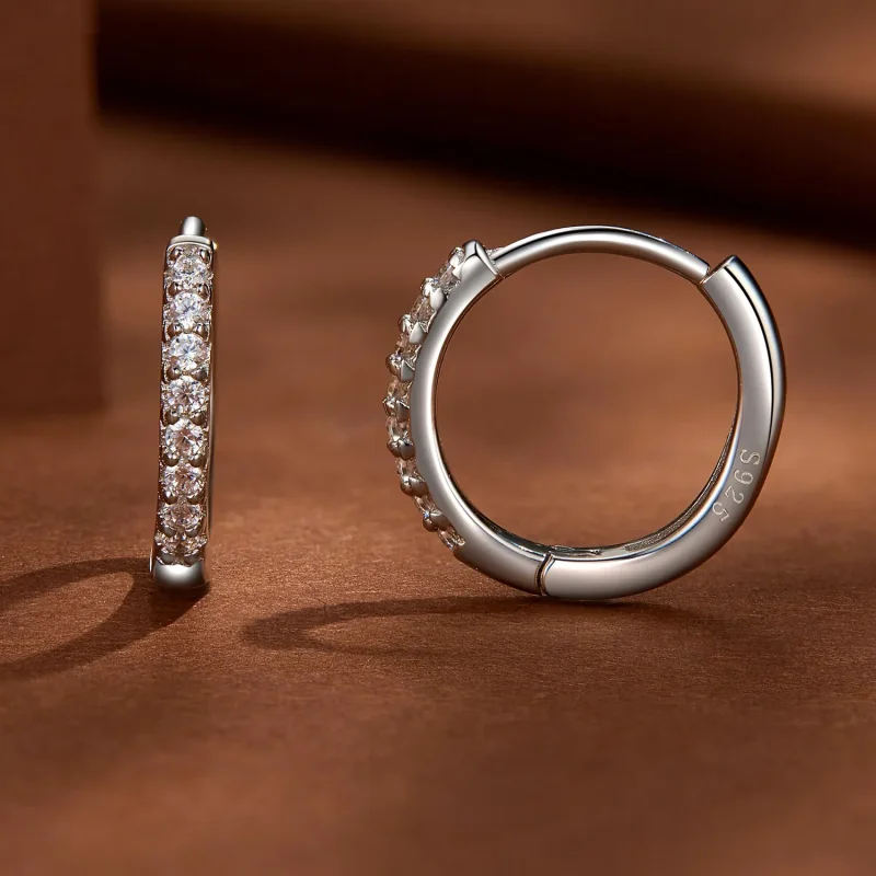 (kép) Pandora stílusú, finom moissanite fülbevaló gyűrűk - MSE022 - Megtekintés 3
