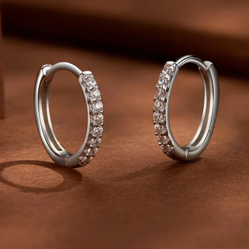 (kép) Pandora stílusú, finom moissanite fülbevaló gyűrűk - MSE022 - Megtekintés 4