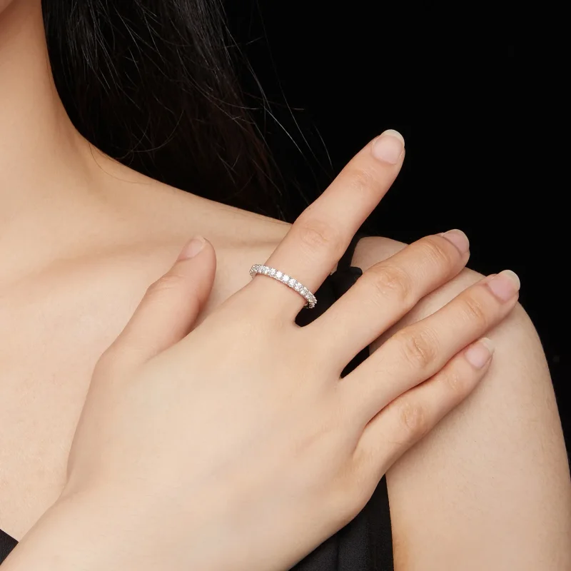 (kép) Pandora stílusú, finom moissanite gyémánt gyűrű - MSR028 - Megtekintés 5