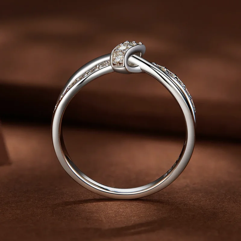 (kép) Pandora stílusú Keresztbe font Moissanite Gyűrű - MSR031 - Megtekintés 4