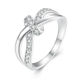 Pandora stílusú Keresztbe font Moissanite Gyűrű - MSR031 (kép) Pandora stílusú Keresztbe font Moissanite Gyűrű - MSR031