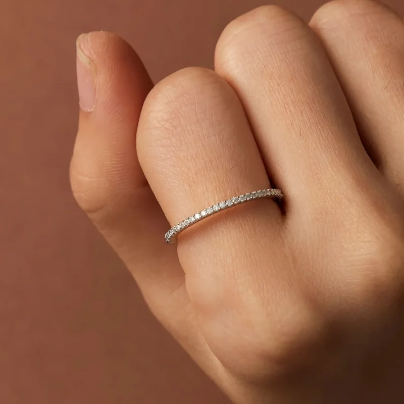(kép) Pandora stílusú Moissanite gyűrű - MSR027 - Megtekintés 7