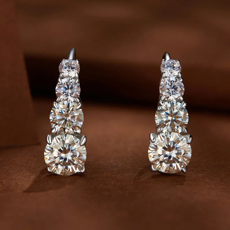 (kép) Pandora stílusú Moissanite karikagyűrű fülbevaló - MSE023 - Megtekintés 2