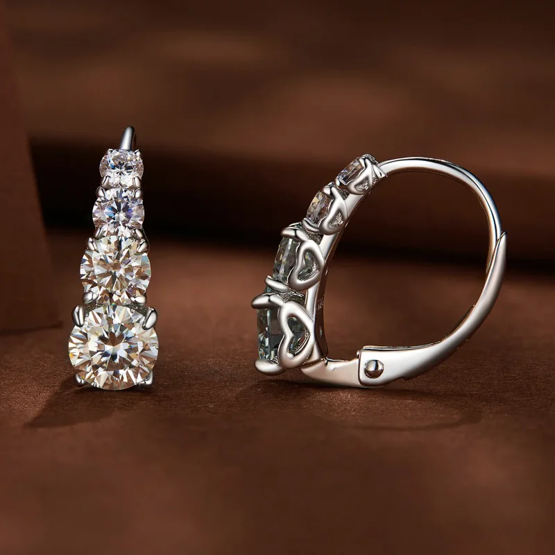 (kép) Pandora stílusú Moissanite karikagyűrű fülbevaló - MSE023 - Megtekintés 3