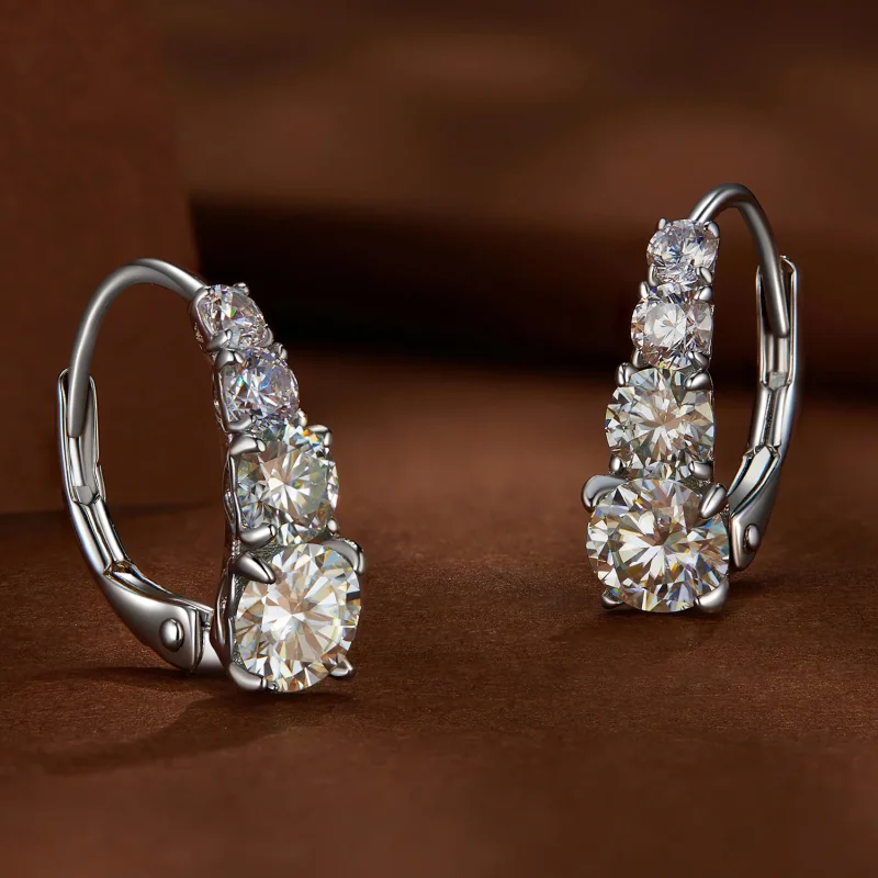 (kép) Pandora stílusú Moissanite karikagyűrű fülbevaló - MSE023 - Megtekintés 4