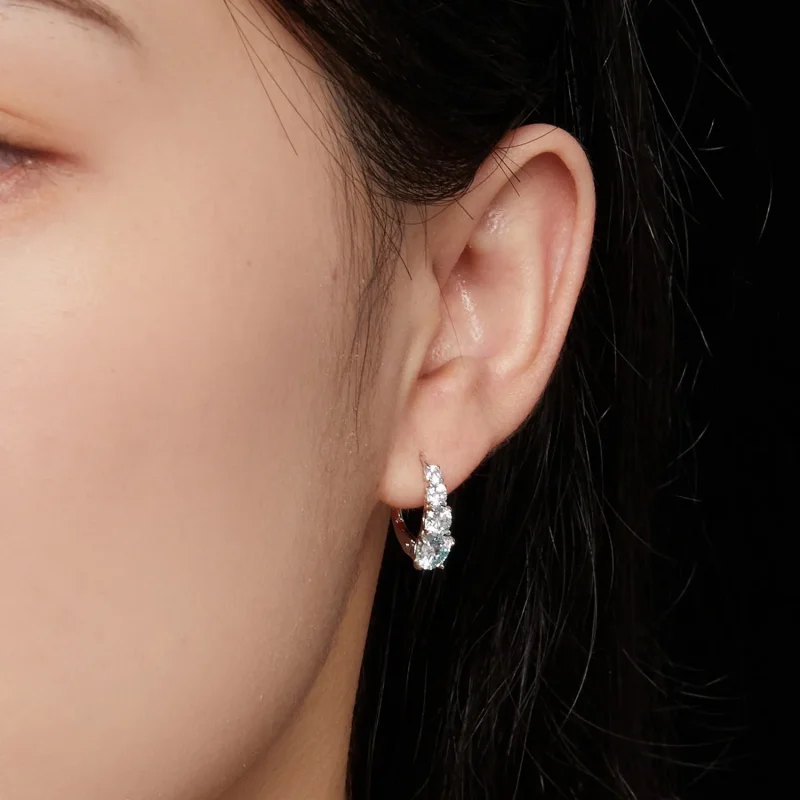 (kép) Pandora stílusú Moissanite karikagyűrű fülbevaló - MSE023 - Megtekintés 6