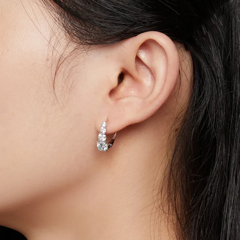 (kép) Pandora stílusú Moissanite karikagyűrű fülbevaló - MSE023 - Megtekintés 7