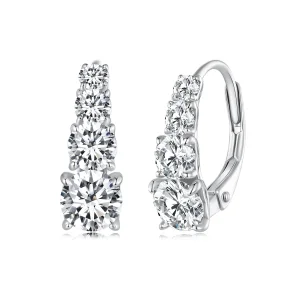 Pandora stílusú Moissanite karikagyűrű fülbevaló - MSE023 (kép) Pandora stílusú Moissanite karikagyűrű fülbevaló - MSE023