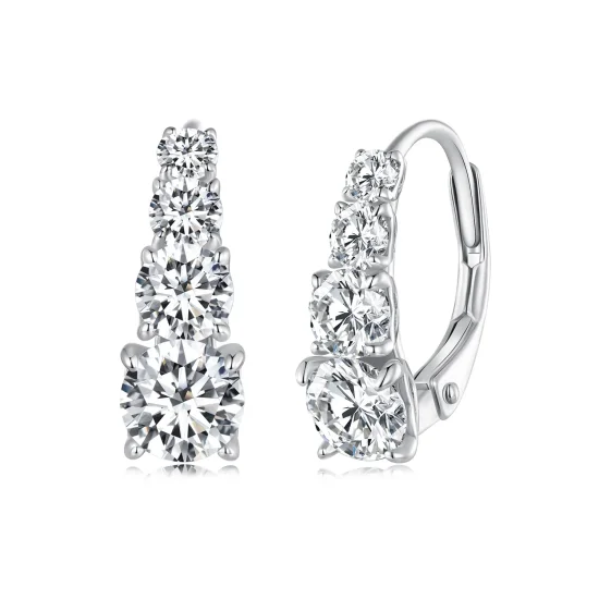 (kép) Pandora stílusú Moissanite karikagyűrű fülbevaló - MSE023