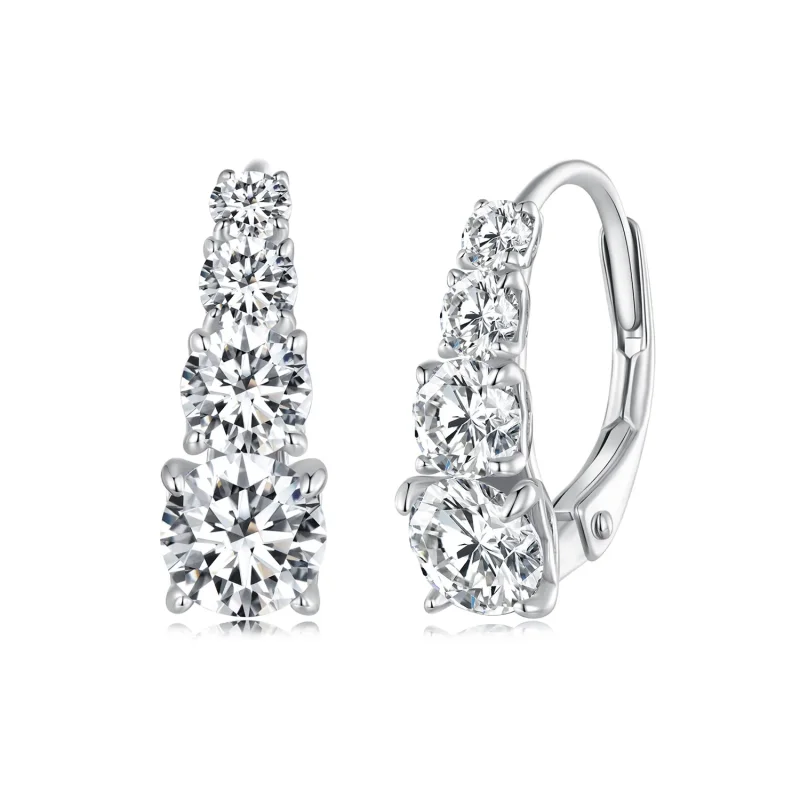 (kép) Pandora stílusú Moissanite karikagyűrű fülbevaló - MSE023