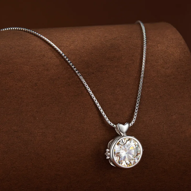 (kép) Pandora stílusú nyaklánc 1 karátos Moissanite-tel - MSN013 - Megtekintés 2
