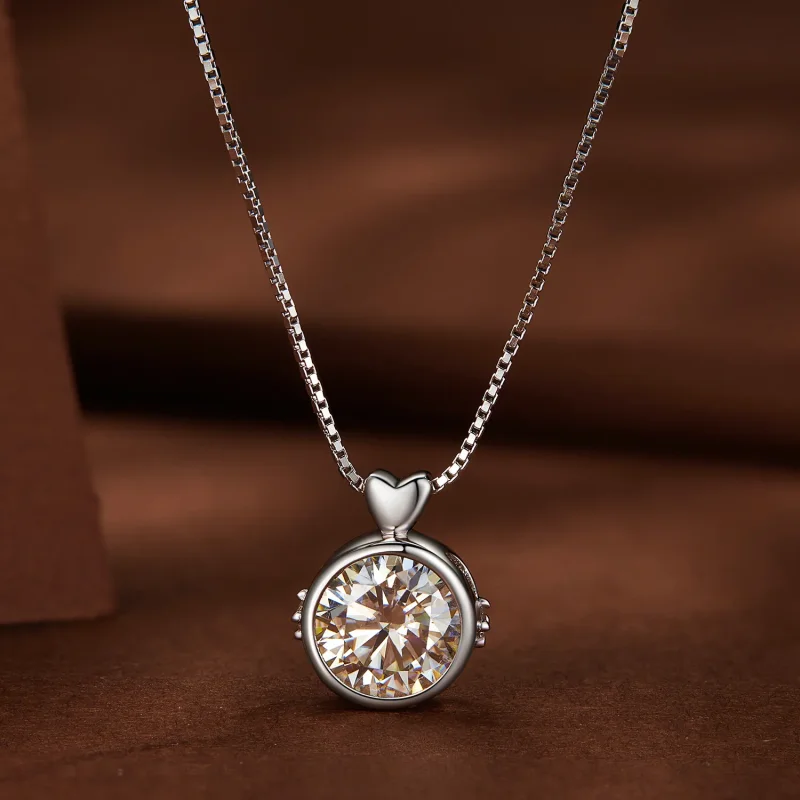(kép) Pandora stílusú nyaklánc 1 karátos Moissanite-tel - MSN013 - Megtekintés 3