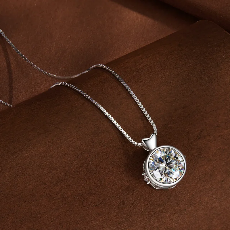 (kép) Pandora stílusú nyaklánc 1 karátos Moissanite-tel - MSN013 - Megtekintés 4
