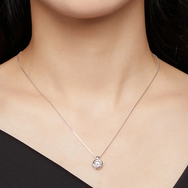 (kép) Pandora stílusú nyaklánc 1 karátos Moissanite-tel - MSN013 - Megtekintés 5